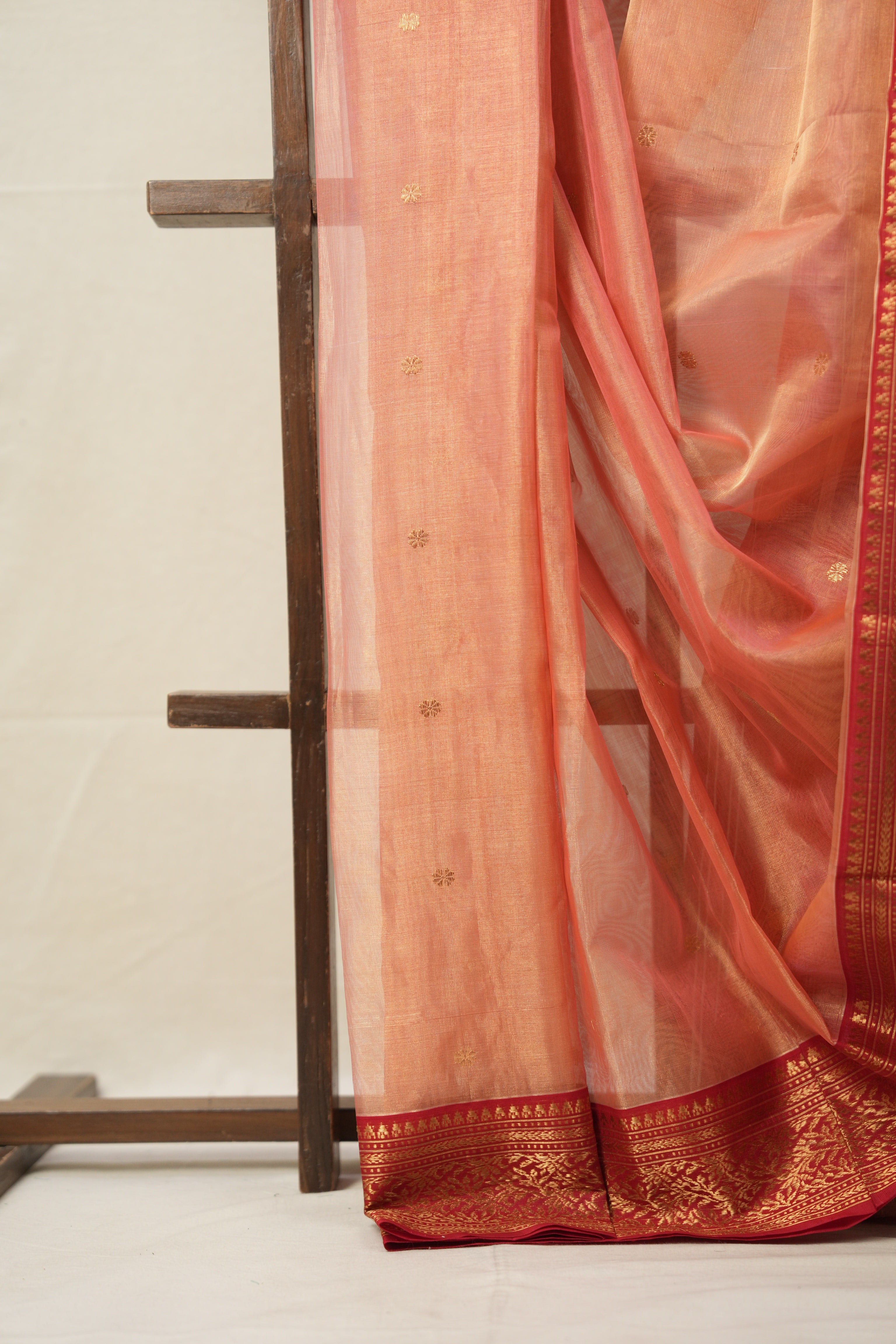Peach Chanderi Tissue Silk Saree - SRPCTS359