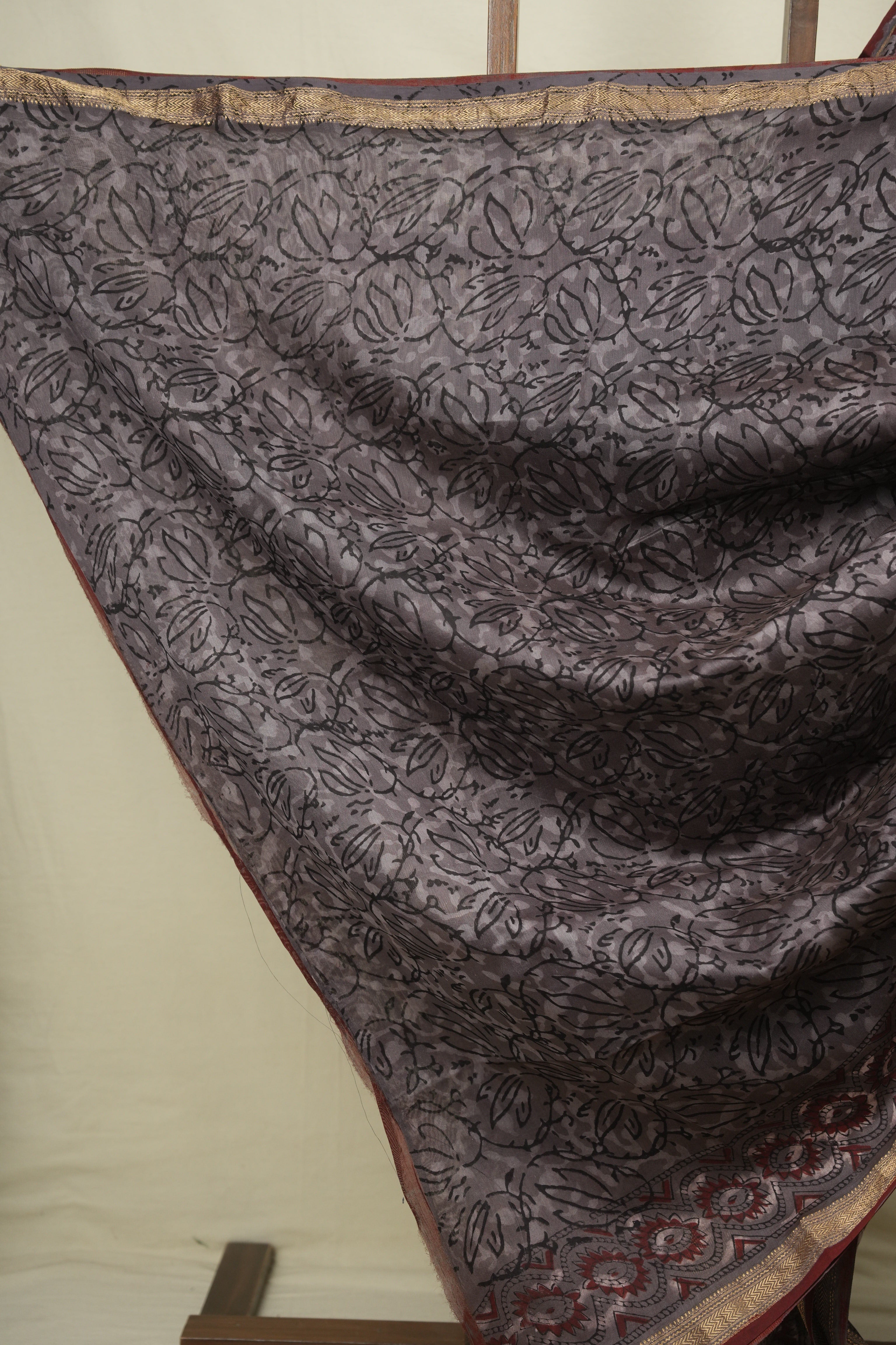 Maroon HBP Cotton Silk Saree With Maheshwari Border - SRMCSS1810