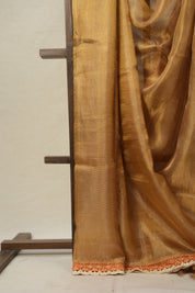 Lilac - Gold Tissue Tussar Silk Saree With Lace - SRGLGTTSSWL14