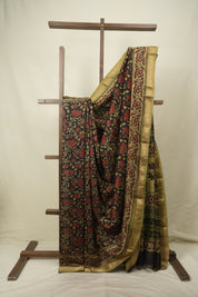 Black HBP Cotton Silk Saree With Maheshwari Border - SRBCSS1808