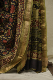 Black HBP Cotton Silk Saree With Maheshwari Border - SRBCSS1808