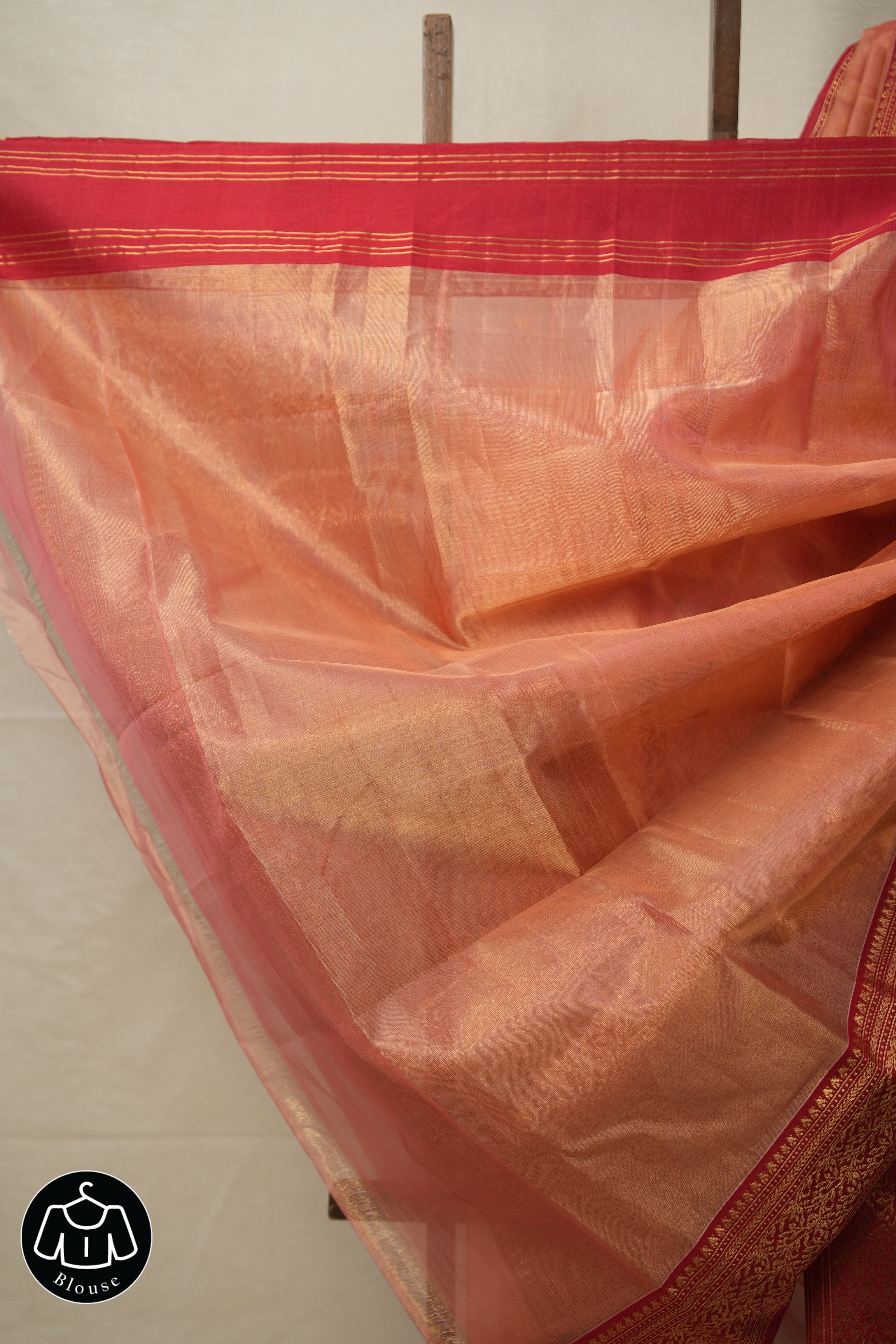 Peach Chanderi Tissue Silk Saree - SRPCTS359