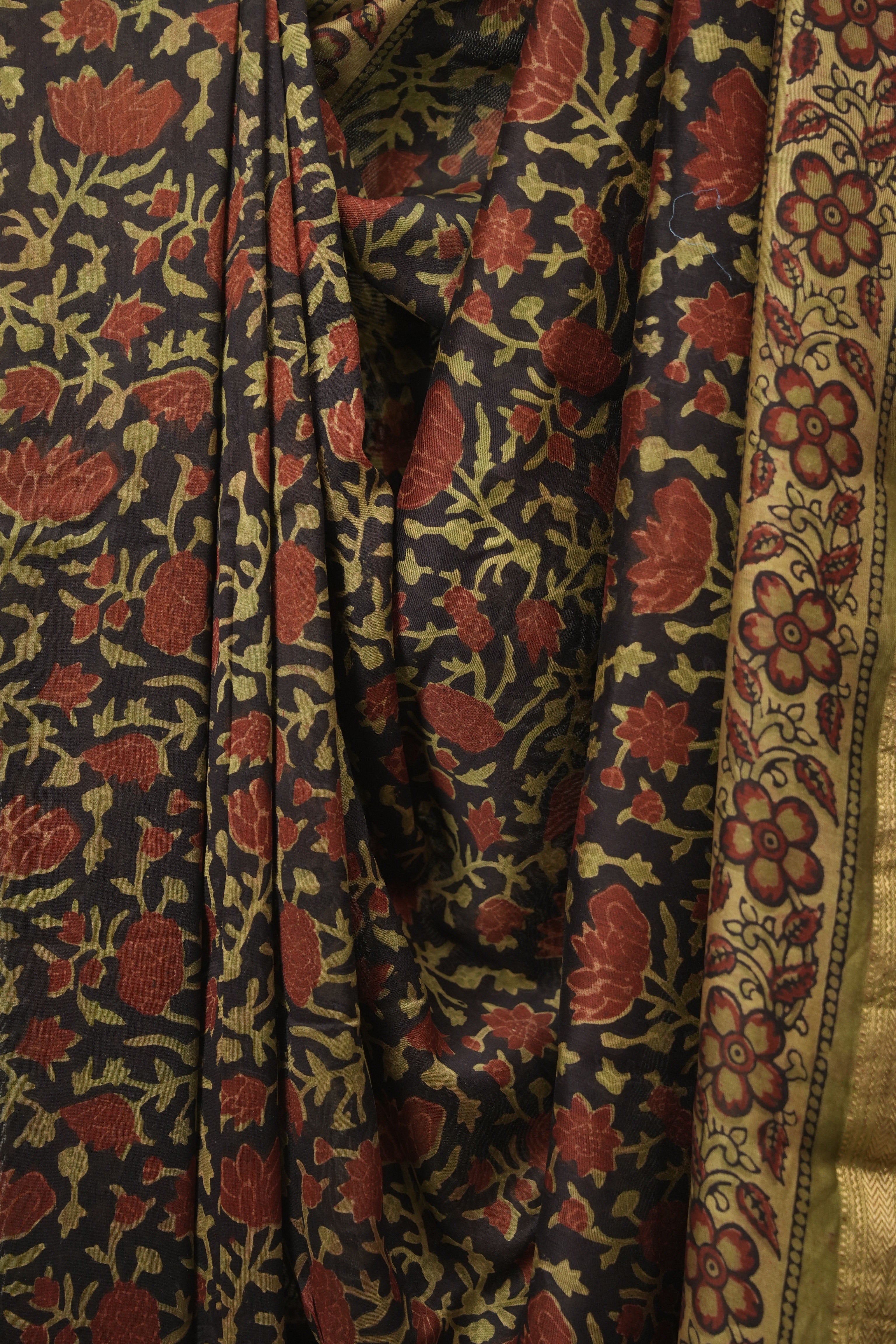 Black HBP Cotton Silk Saree With Maheshwari Border - SRBCSS1808