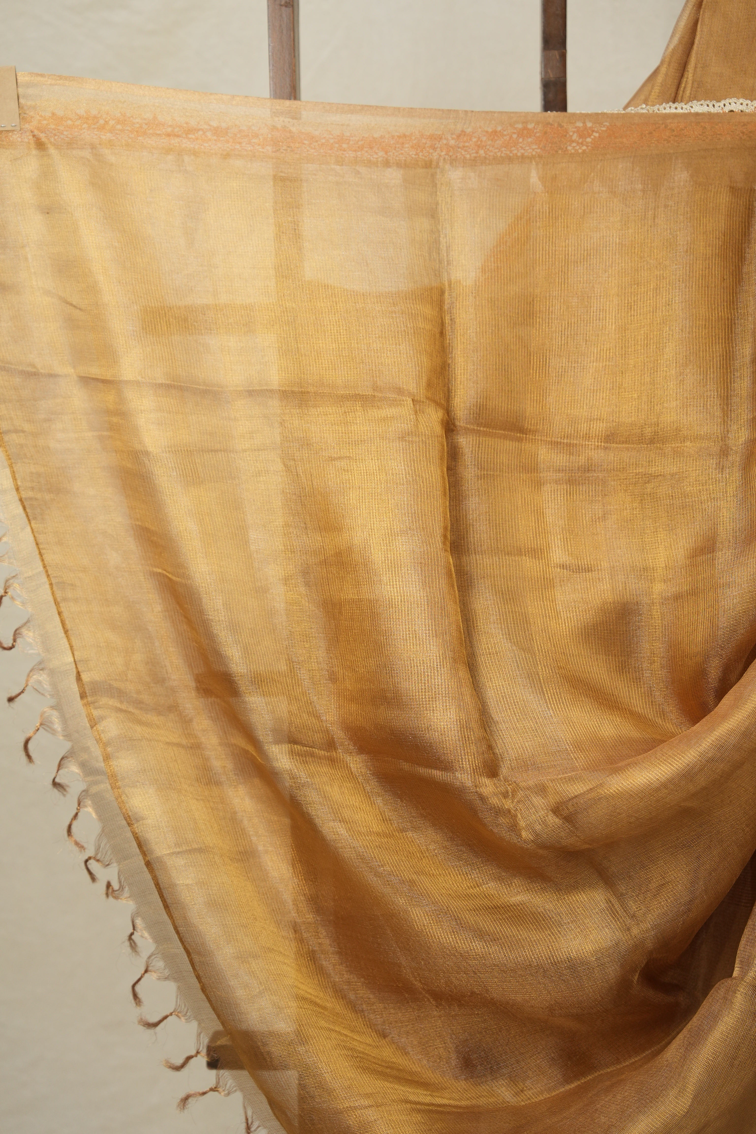 Lilac - Gold Tissue Tussar Silk Saree With Lace - SRGLGTTSSWL14