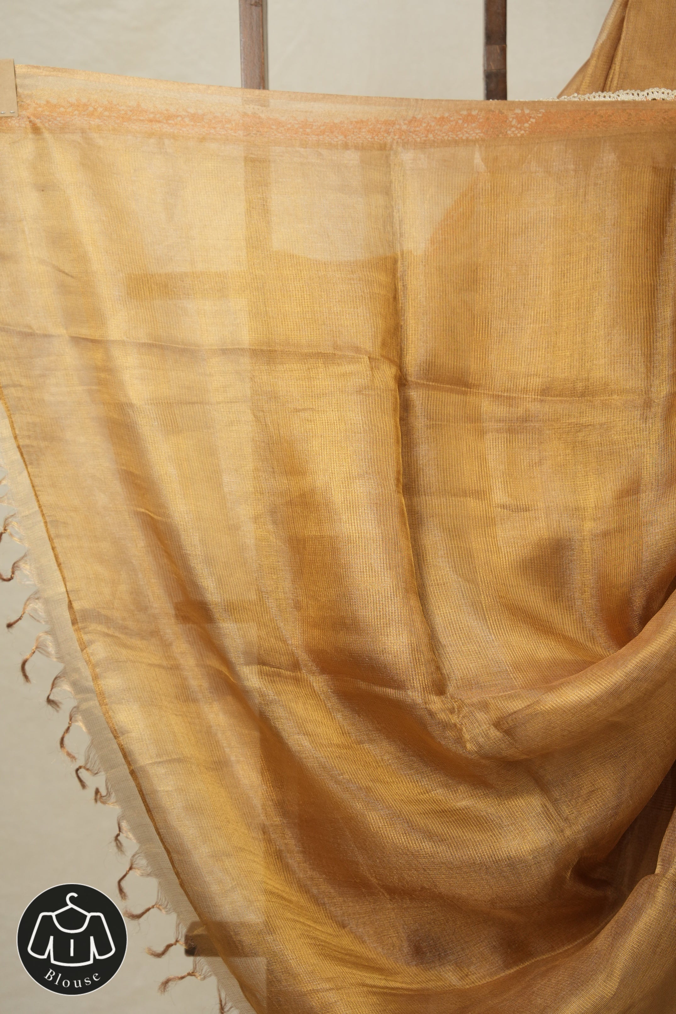 Lilac - Gold Tissue Tussar Silk Saree With Lace - SRGLGTTSSWL14