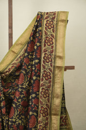 Black HBP Cotton Silk Saree With Maheshwari Border - SRBCSS1808