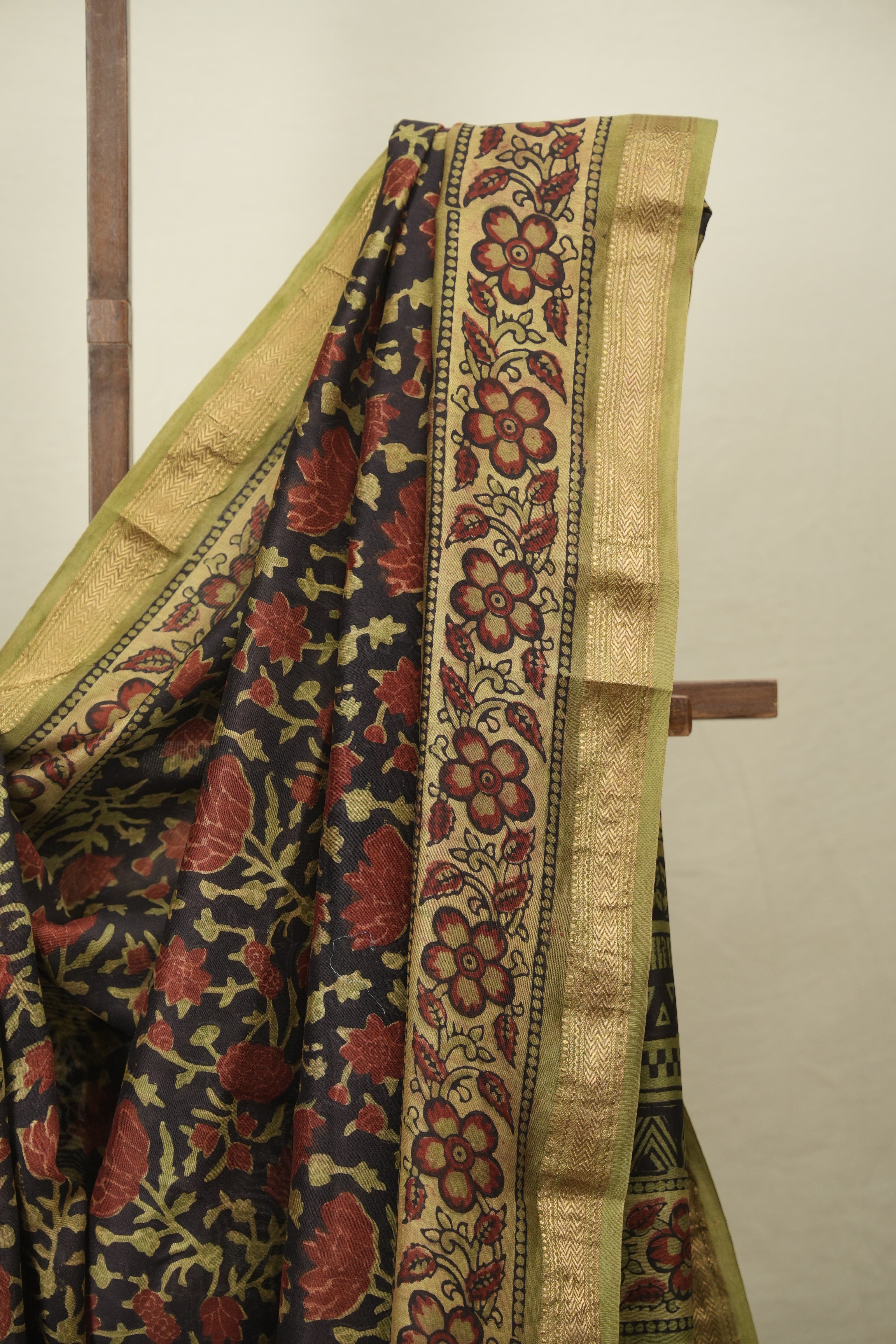 Black HBP Cotton Silk Saree With Maheshwari Border - SRBCSS1808