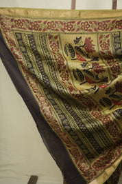 Black HBP Cotton Silk Saree With Maheshwari Border - SRBCSS1808