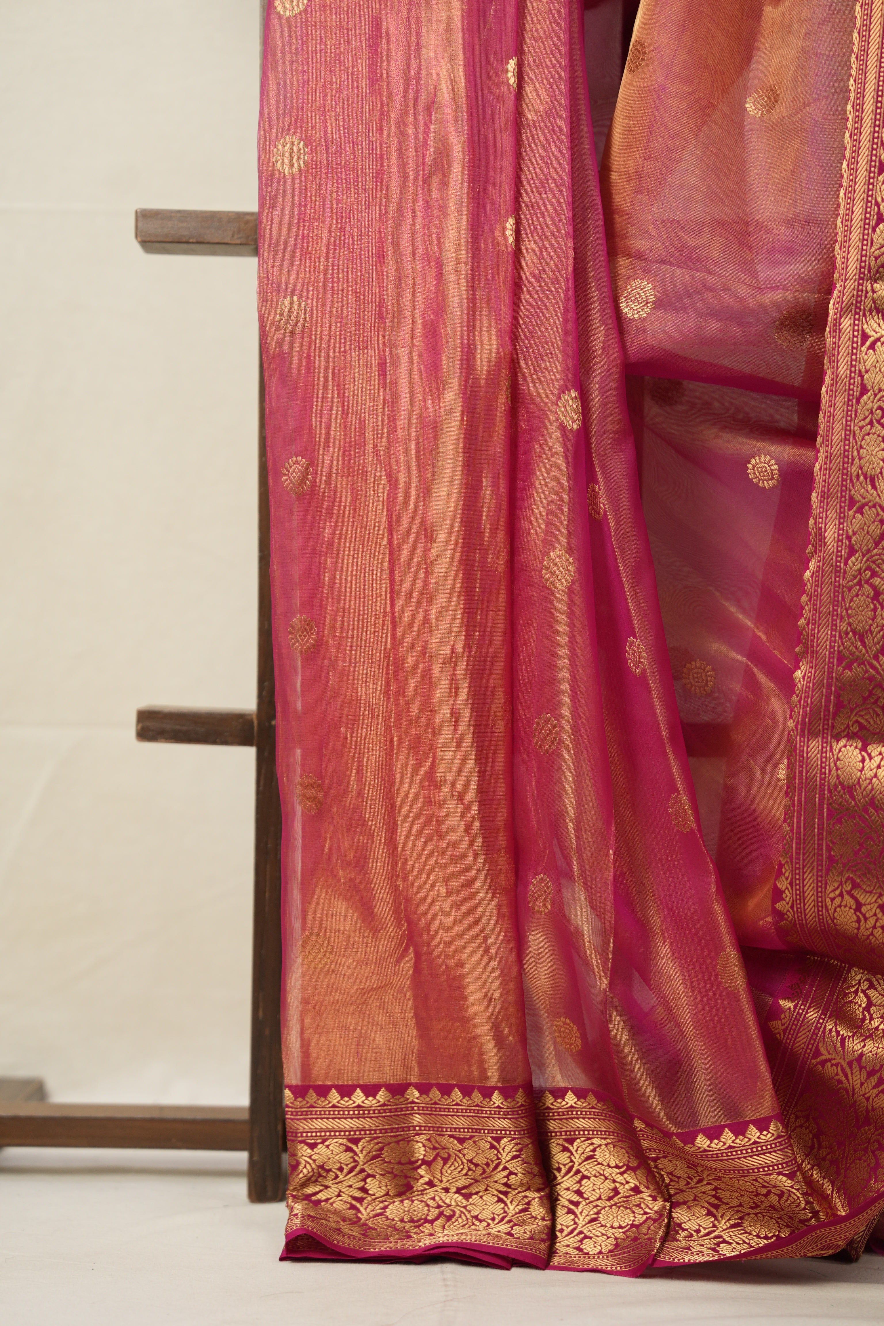 Two Tone Pink Chanderi Tissue Silk Saree - SRTTPCTS355