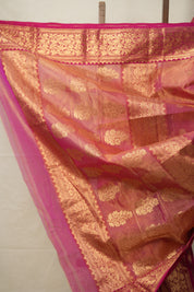 Two Tone Pink Chanderi Tissue Silk Saree - SRTTPCTS355