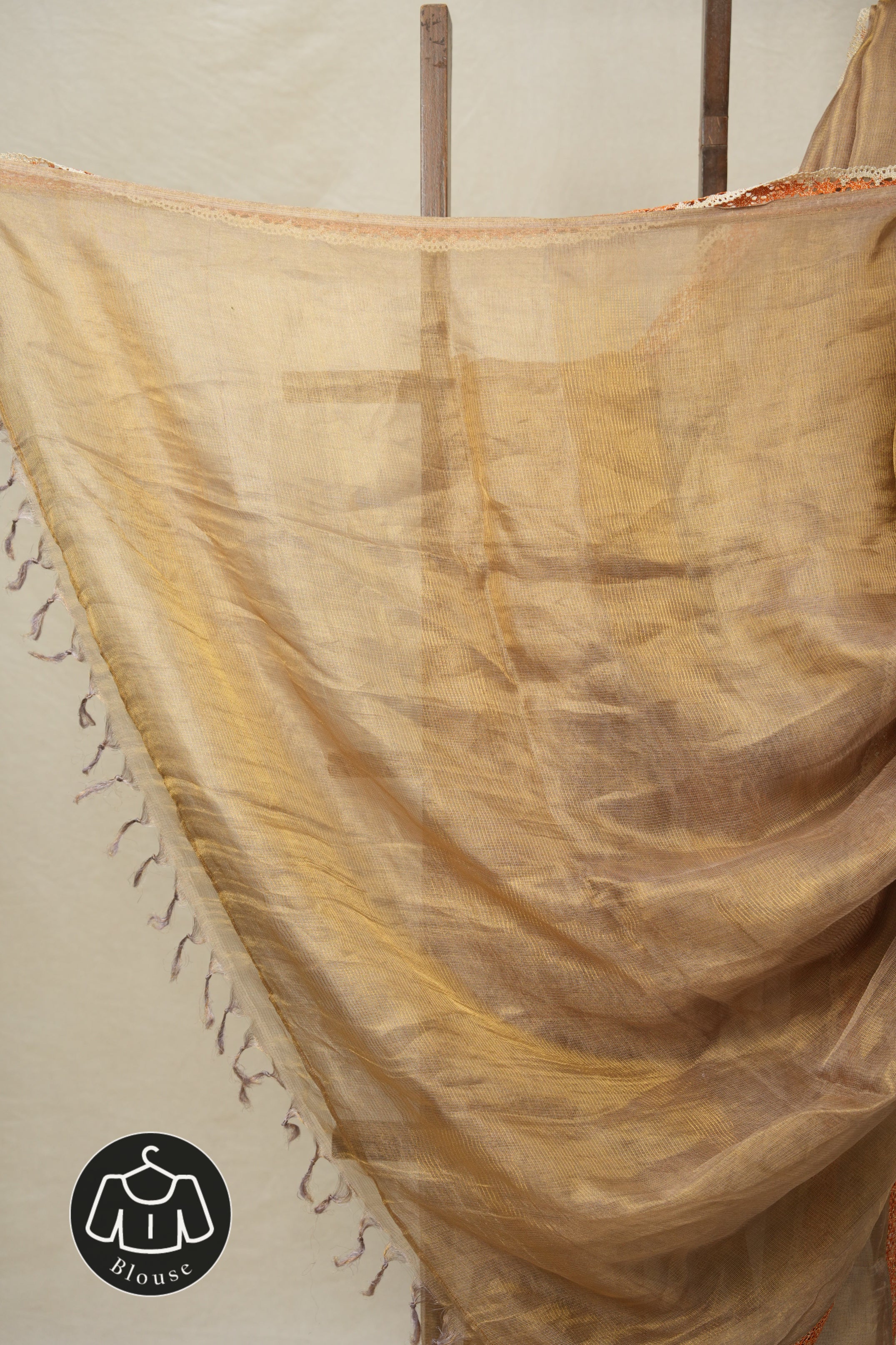 Grey-Lavender - Gold Tissue Tussar Silk Saree With Lace - SRGLGTTSSWL13