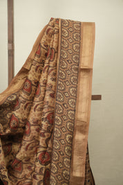 Beige HBP Cotton Silk Saree With Maheshwari Border - SRBCSS1809