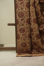 Beige HBP Cotton Silk Saree With Maheshwari Border - SRBCSS1806