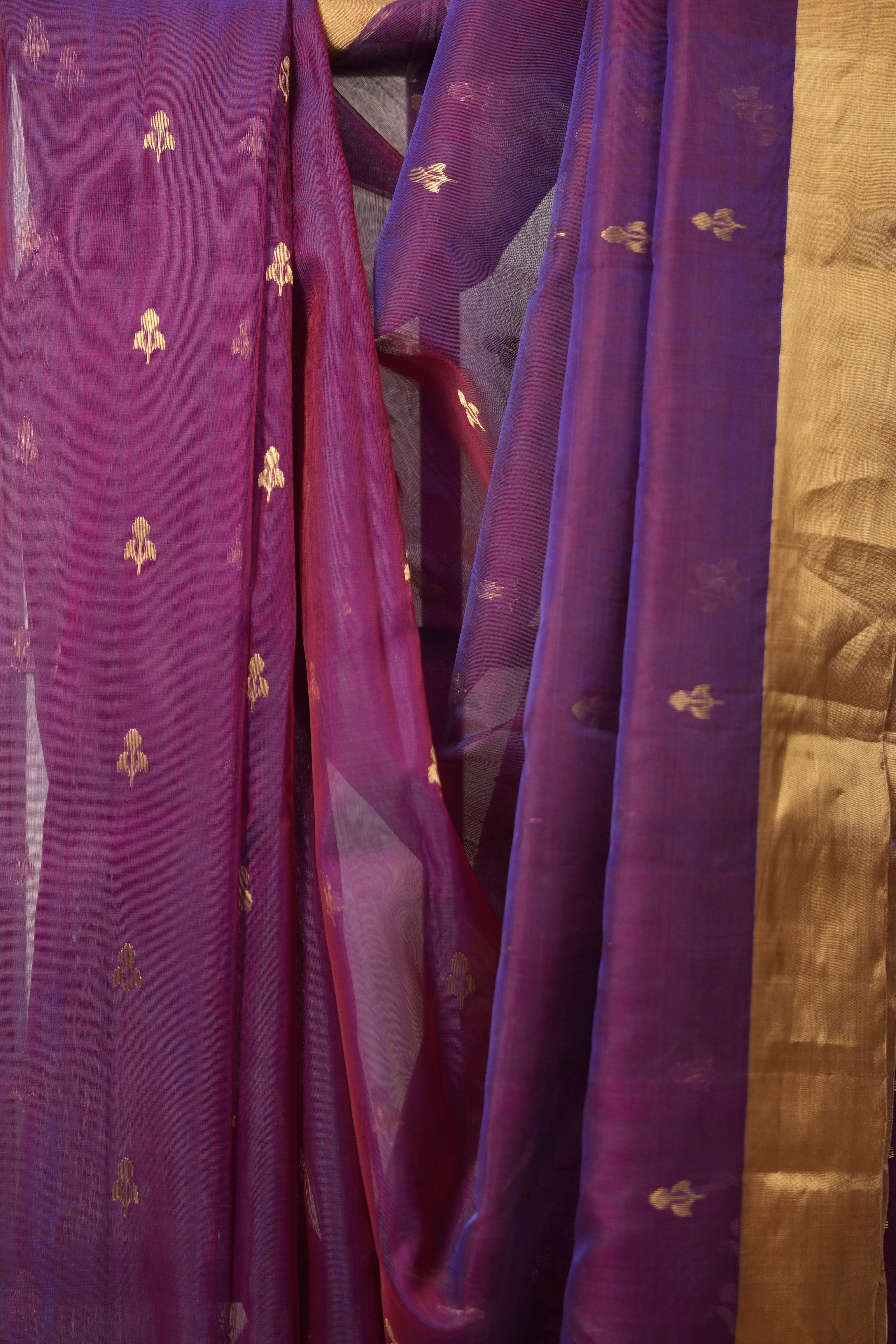 Two Tone Purple Chanderi Silk Saree - SRTTPCSS525