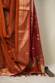 Rust Orange Maheshwari Saree - SRROMS918