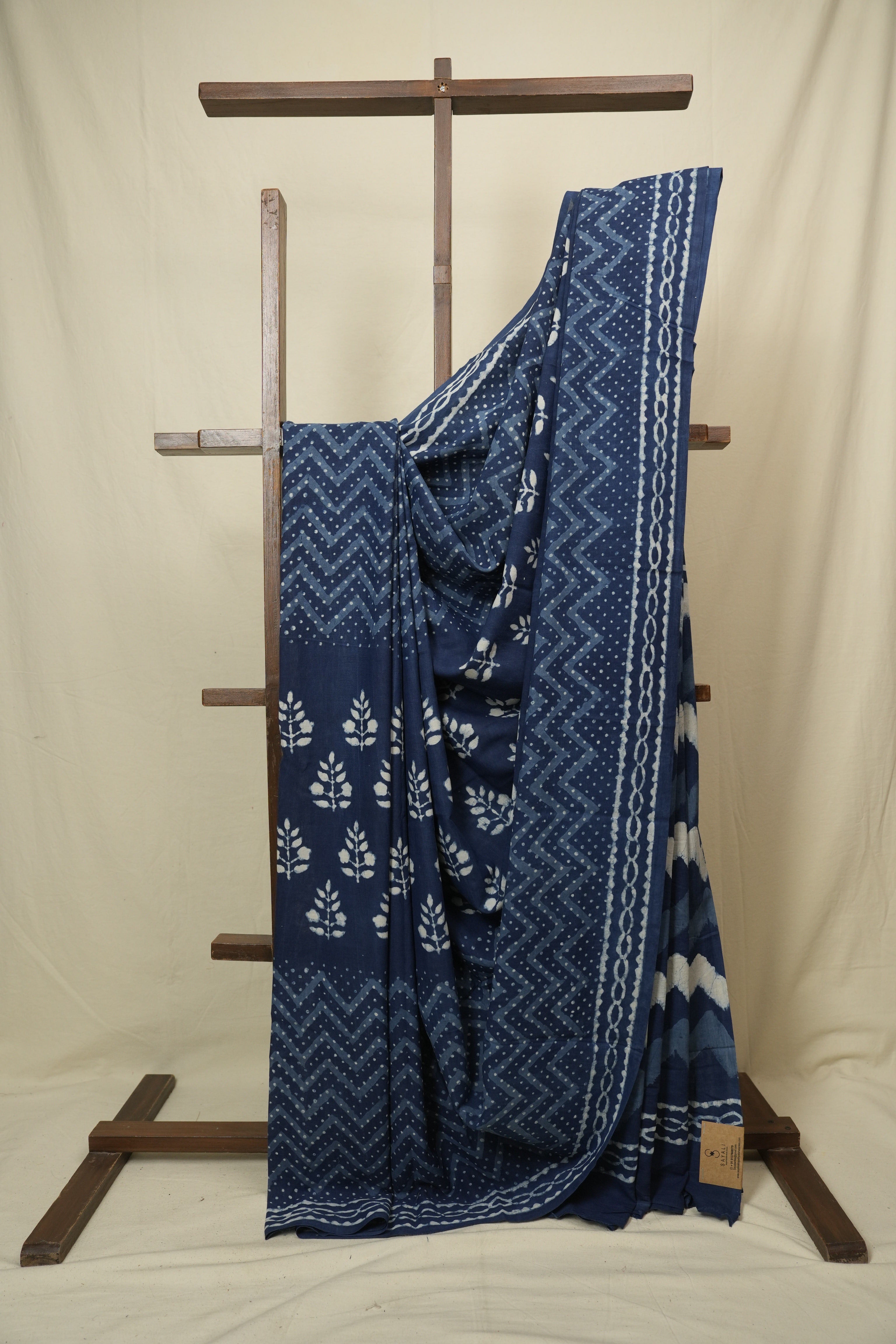 Indigo HBP Cotton Saree - SRICS3451
