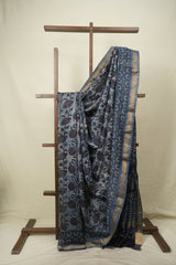 Blue HBP Cotton Silk Saree With Maheshwari Border - SRBCSS1805