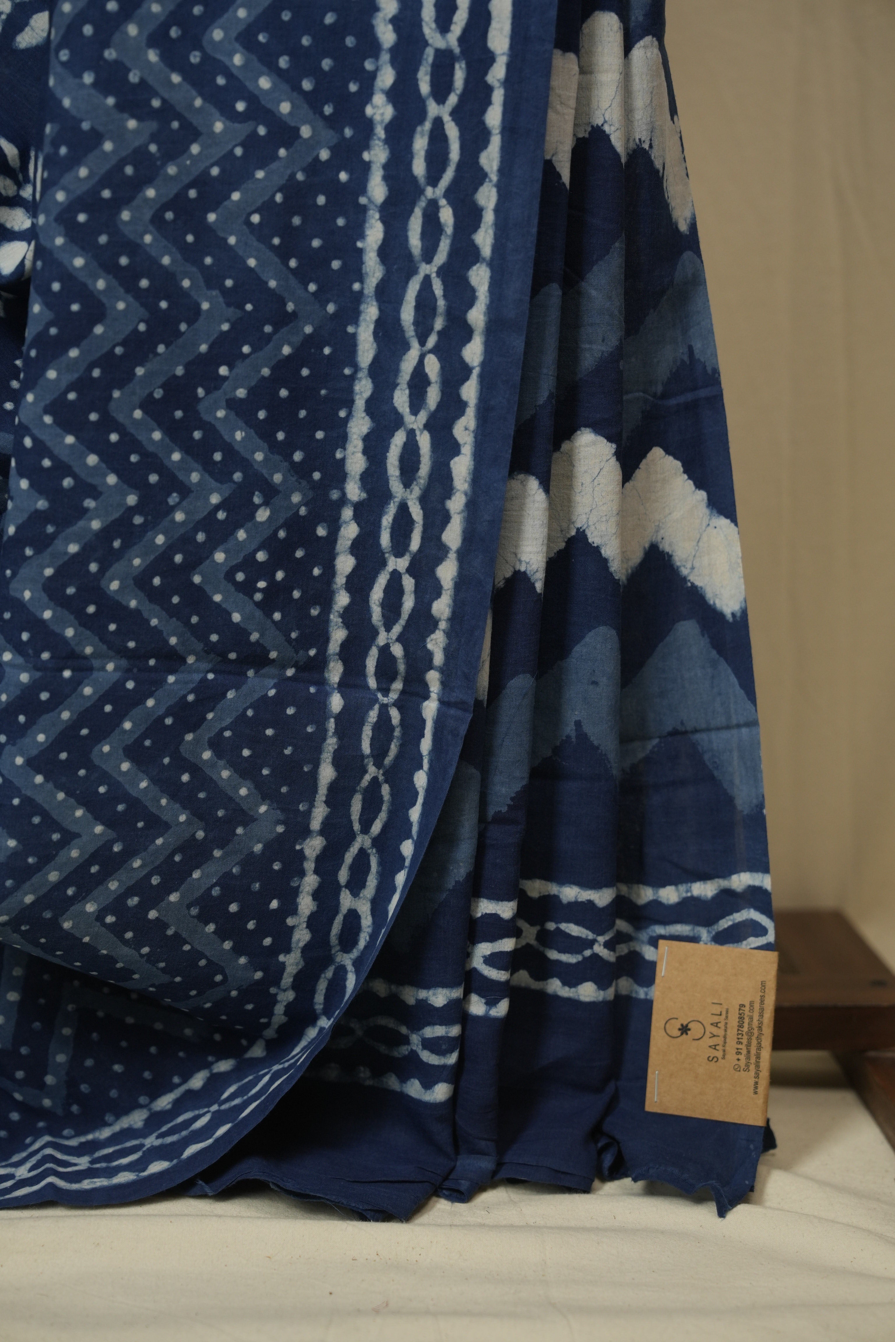 Indigo HBP Cotton Saree - SRICS3451