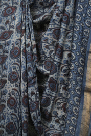 Blue HBP Cotton Silk Saree With Maheshwari Border - SRBCSS1805