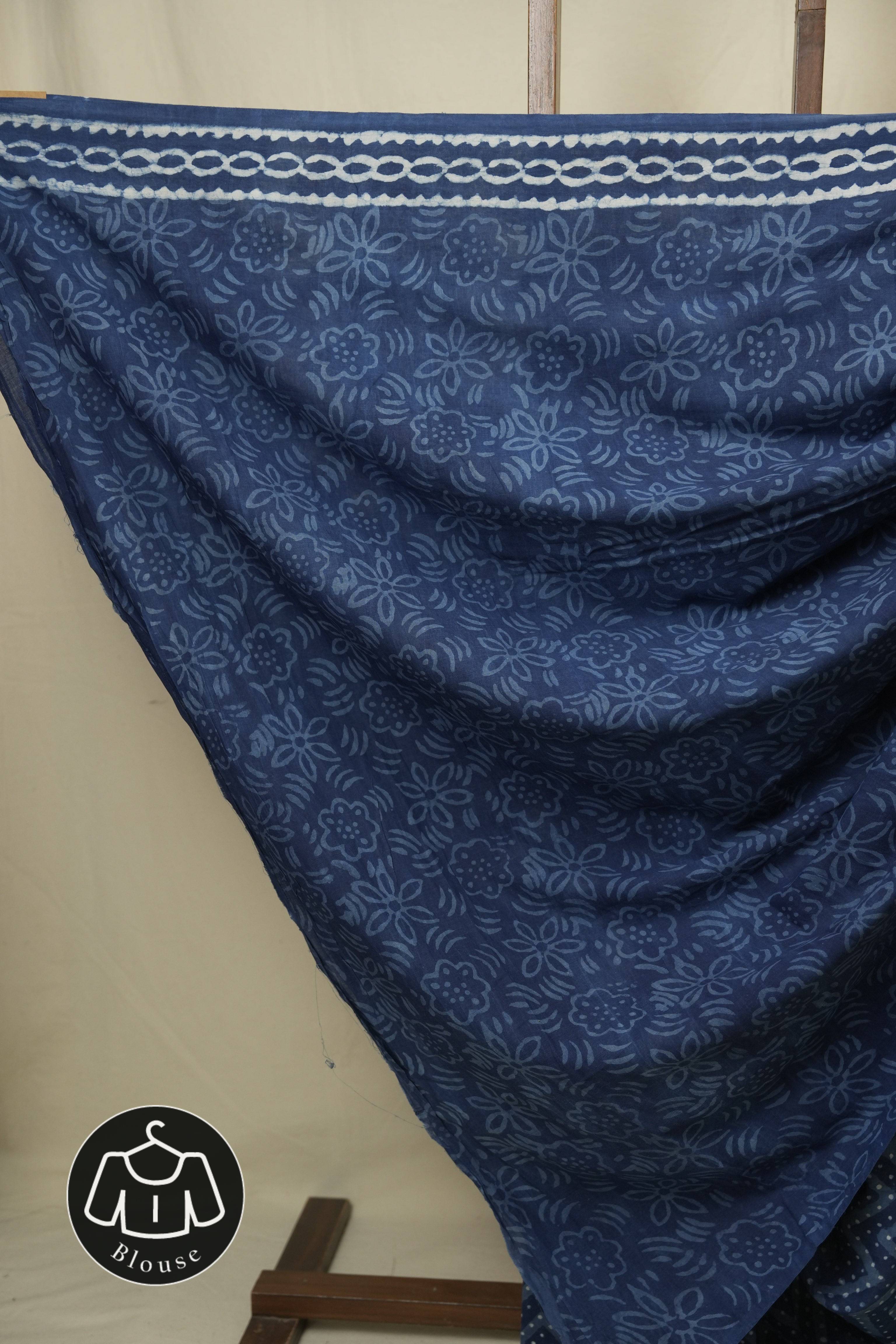 Indigo HBP Cotton Saree - SRICS3451