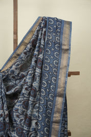 Blue HBP Cotton Silk Saree With Maheshwari Border - SRBCSS1805