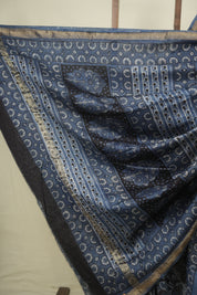 Blue HBP Cotton Silk Saree With Maheshwari Border - SRBCSS1805