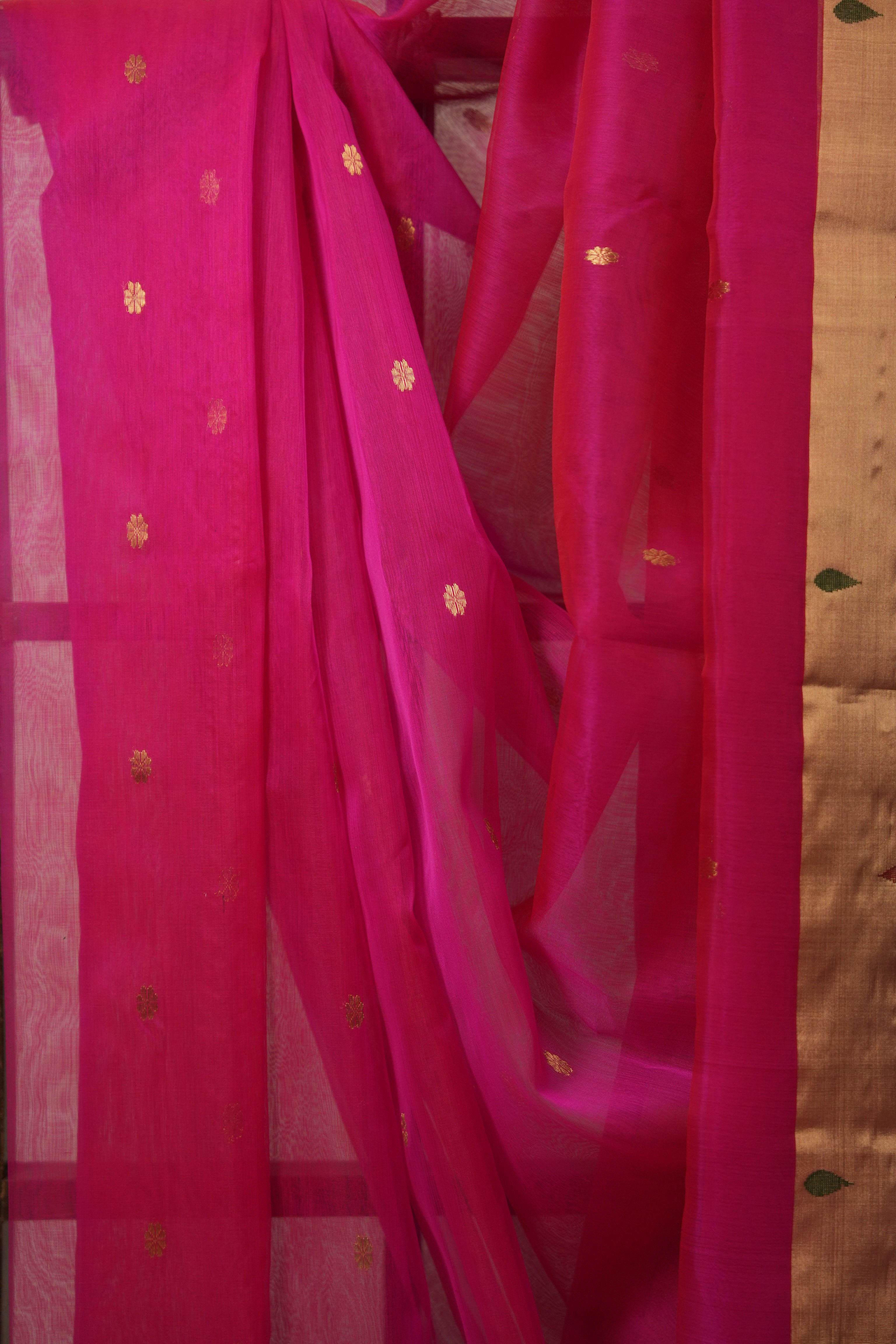 Rani Pink Chanderi Silk Saree - SRRPCSS524