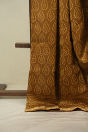 Mustard HBP Cotton Silk Saree With Maheshwari Border - SRMCSS1804