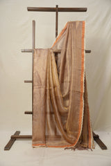 Gold - Lavender Tissue Tussar Silk Saree With Lace - SRGLTTSSWL07