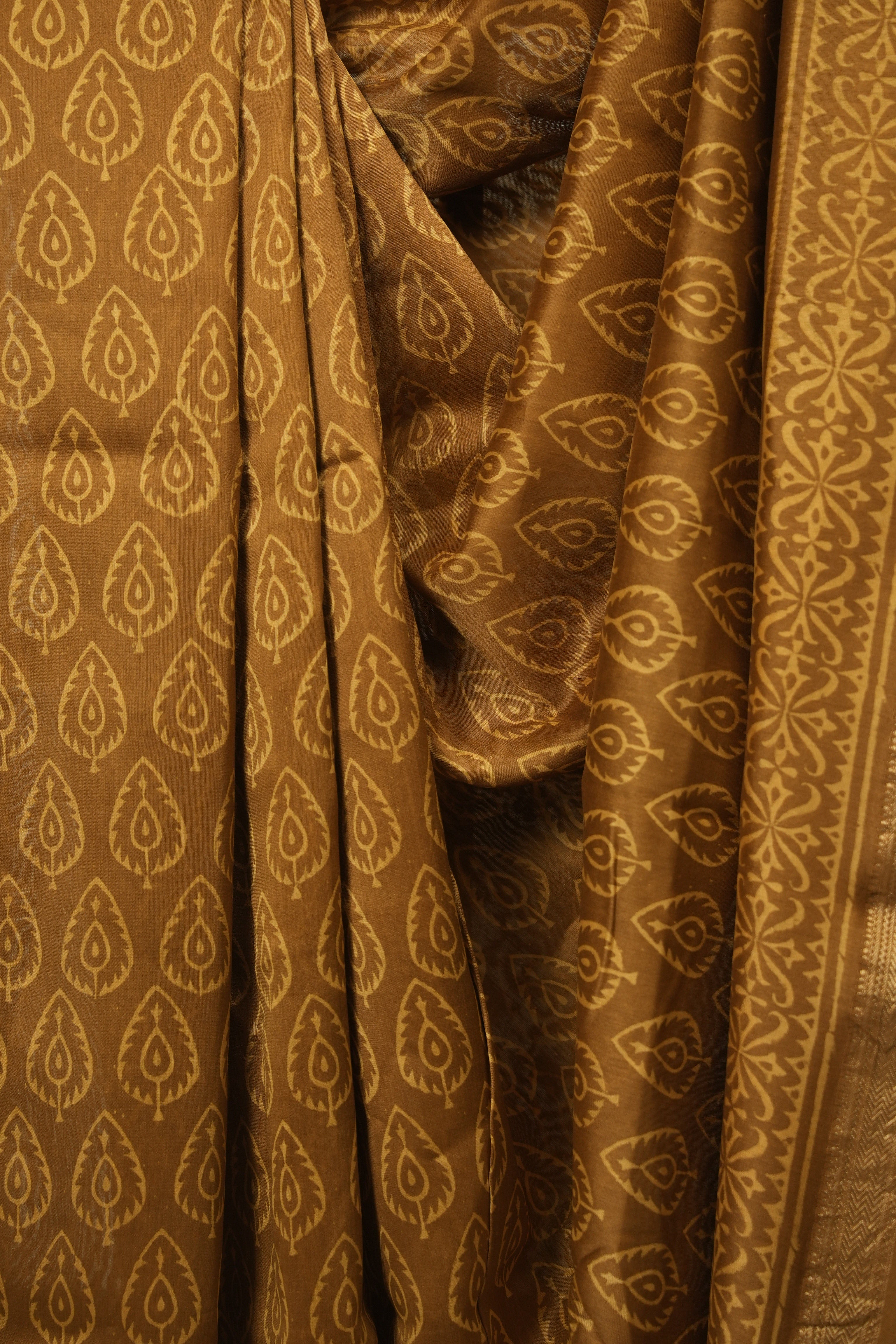 Mustard HBP Cotton Silk Saree With Maheshwari Border - SRMCSS1804