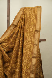Mustard HBP Cotton Silk Saree With Maheshwari Border - SRMCSS1804