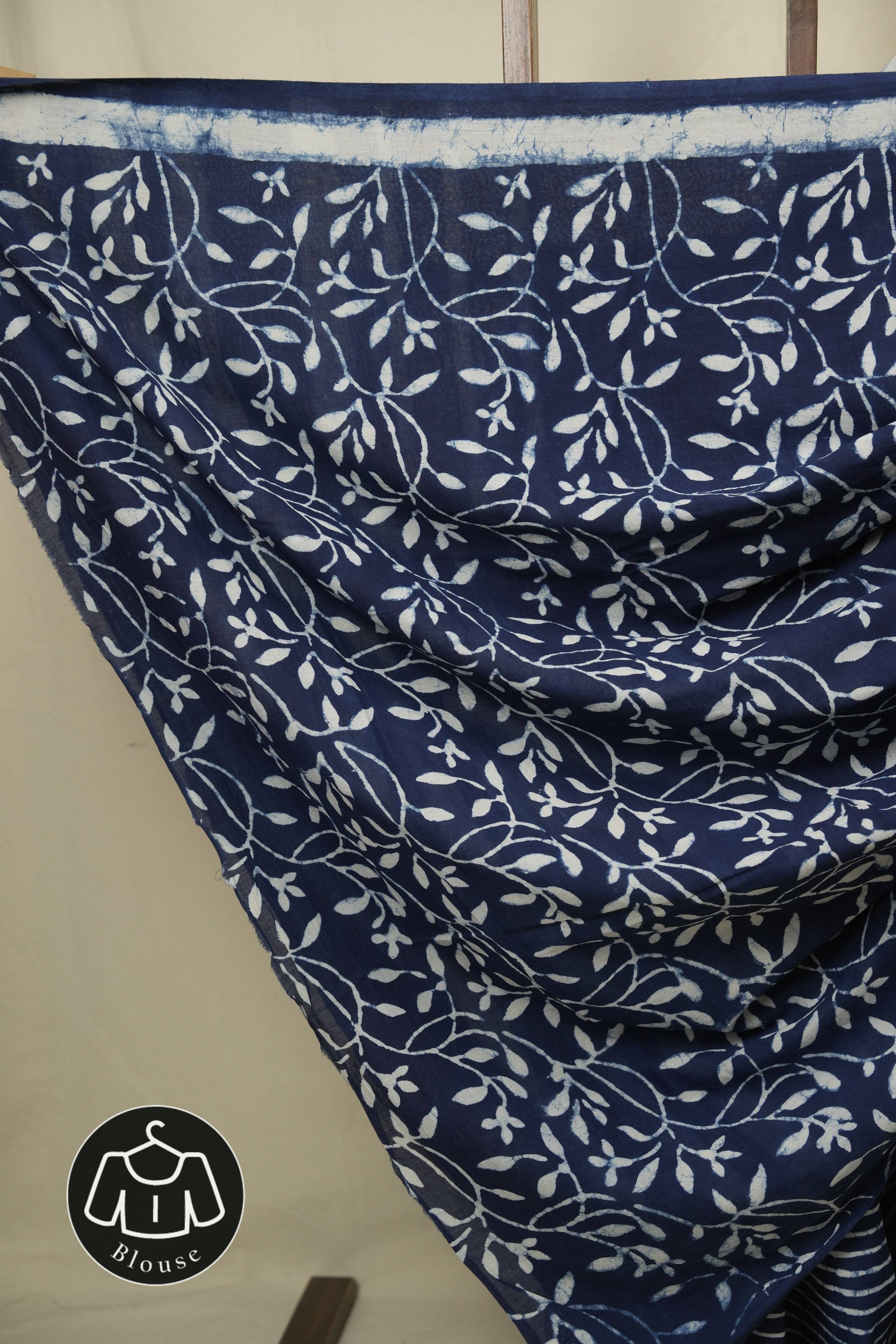 Indigo HBP Cotton Saree - SRICS3450