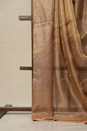 Gold - Lavender Tissue Tussar Silk Saree With Lace - SRGLTTSSWL07