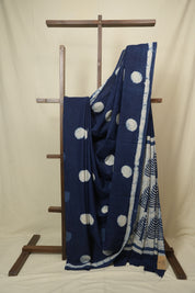 Indigo HBP Cotton Saree - SRICS3449