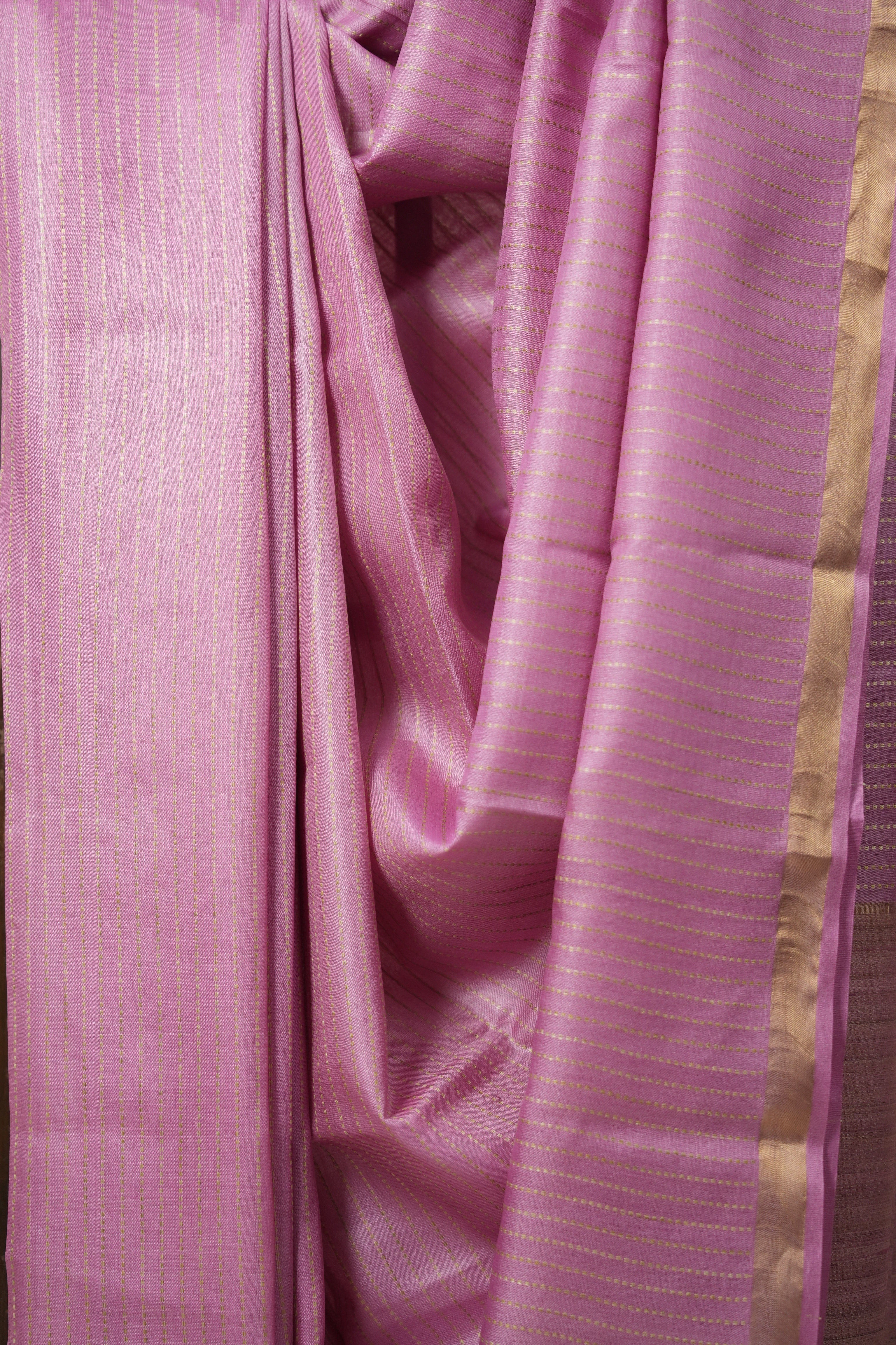 Pink Tussar Silk Saree - SRPTSS1615