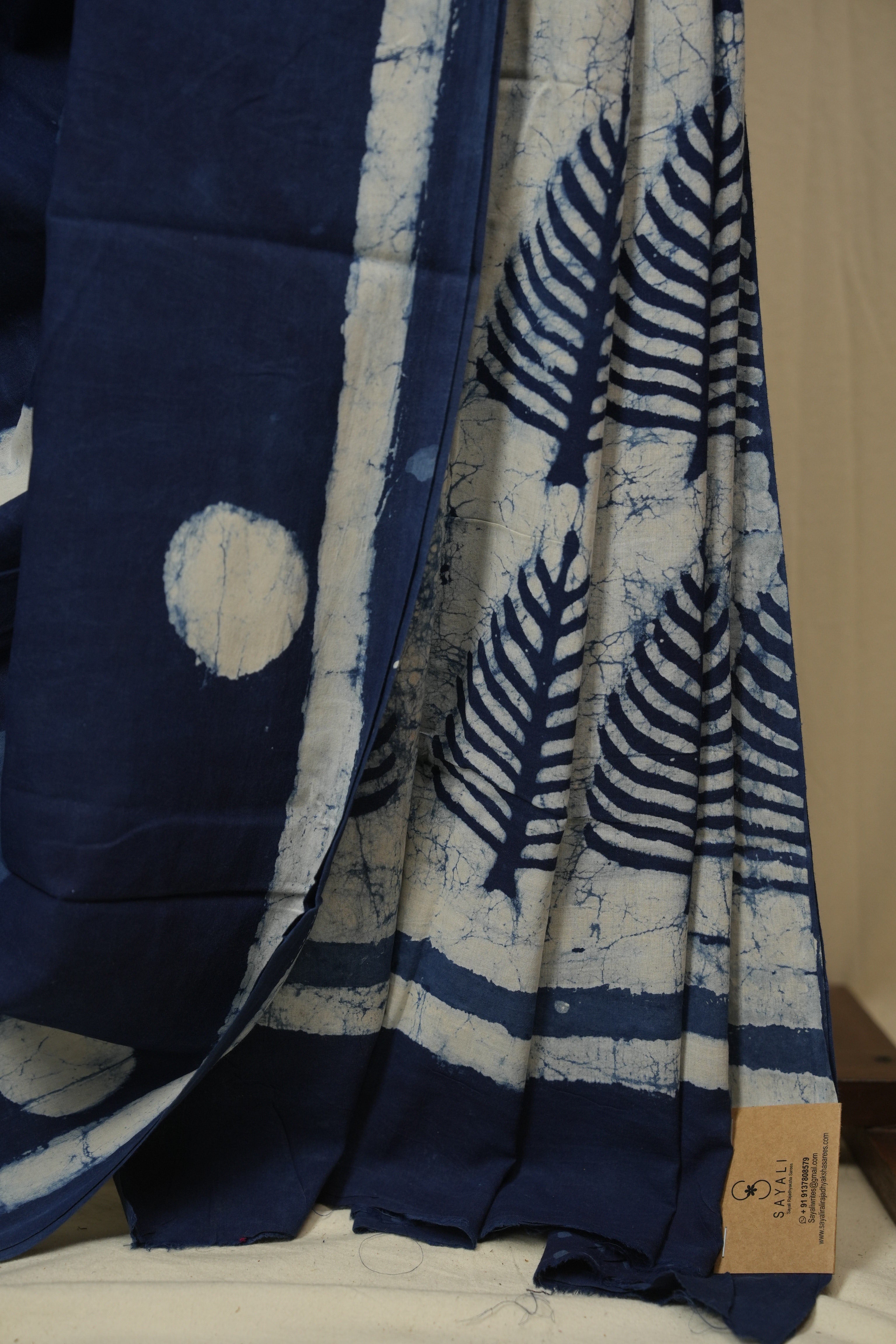 Indigo HBP Cotton Saree - SRICS3449