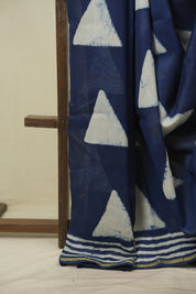 Indigo HBP Cotton Silk Saree With Chanderi Border - SRICSS1772