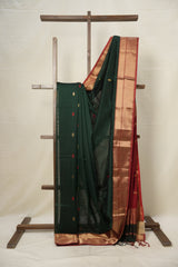 Dark Green Maheshwari Saree - SRDGMS921