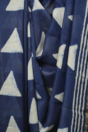 Indigo HBP Cotton Silk Saree With Chanderi Border - SRICSS1772