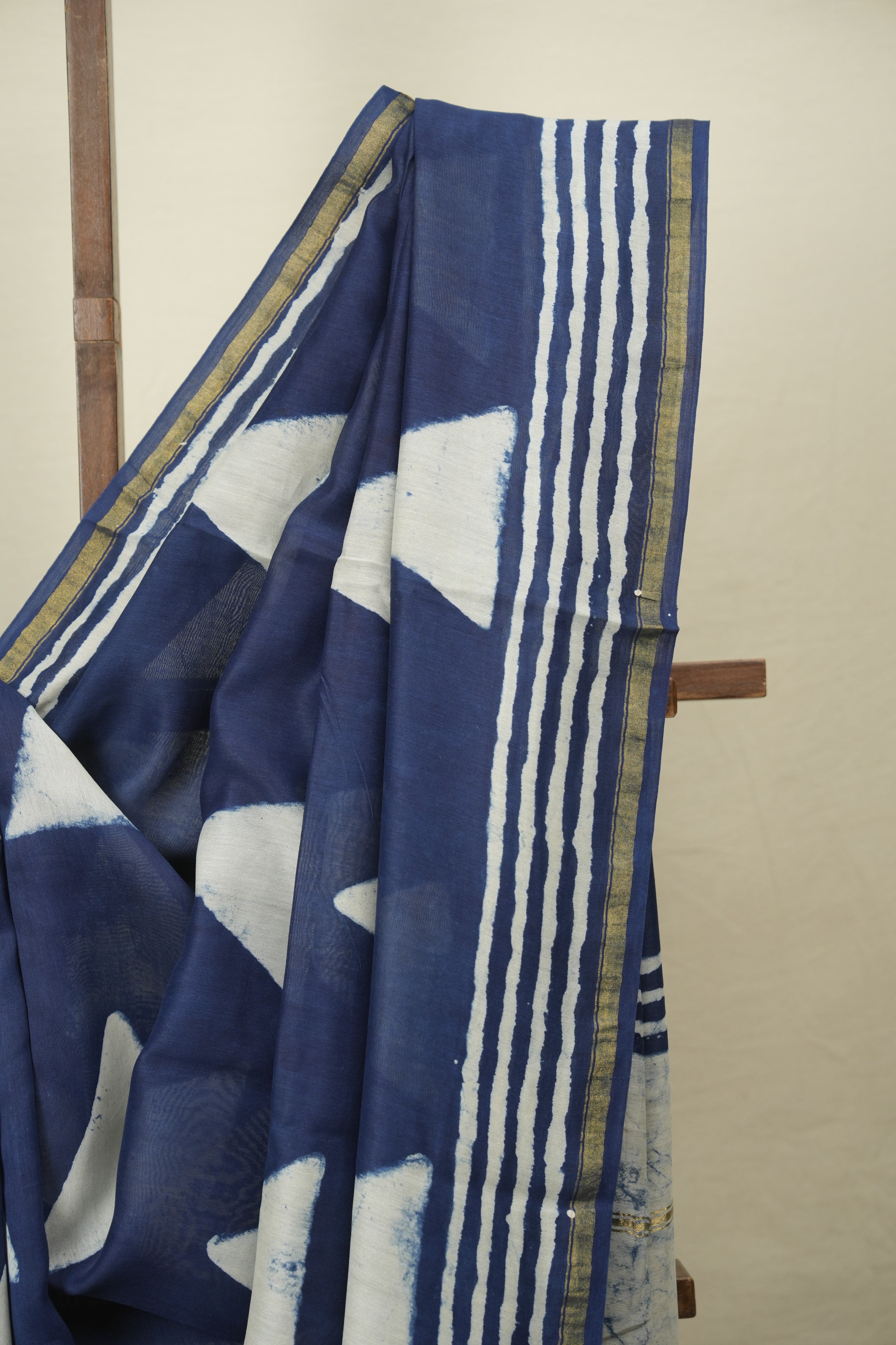 Indigo HBP Cotton Silk Saree With Chanderi Border - SRICSS1772