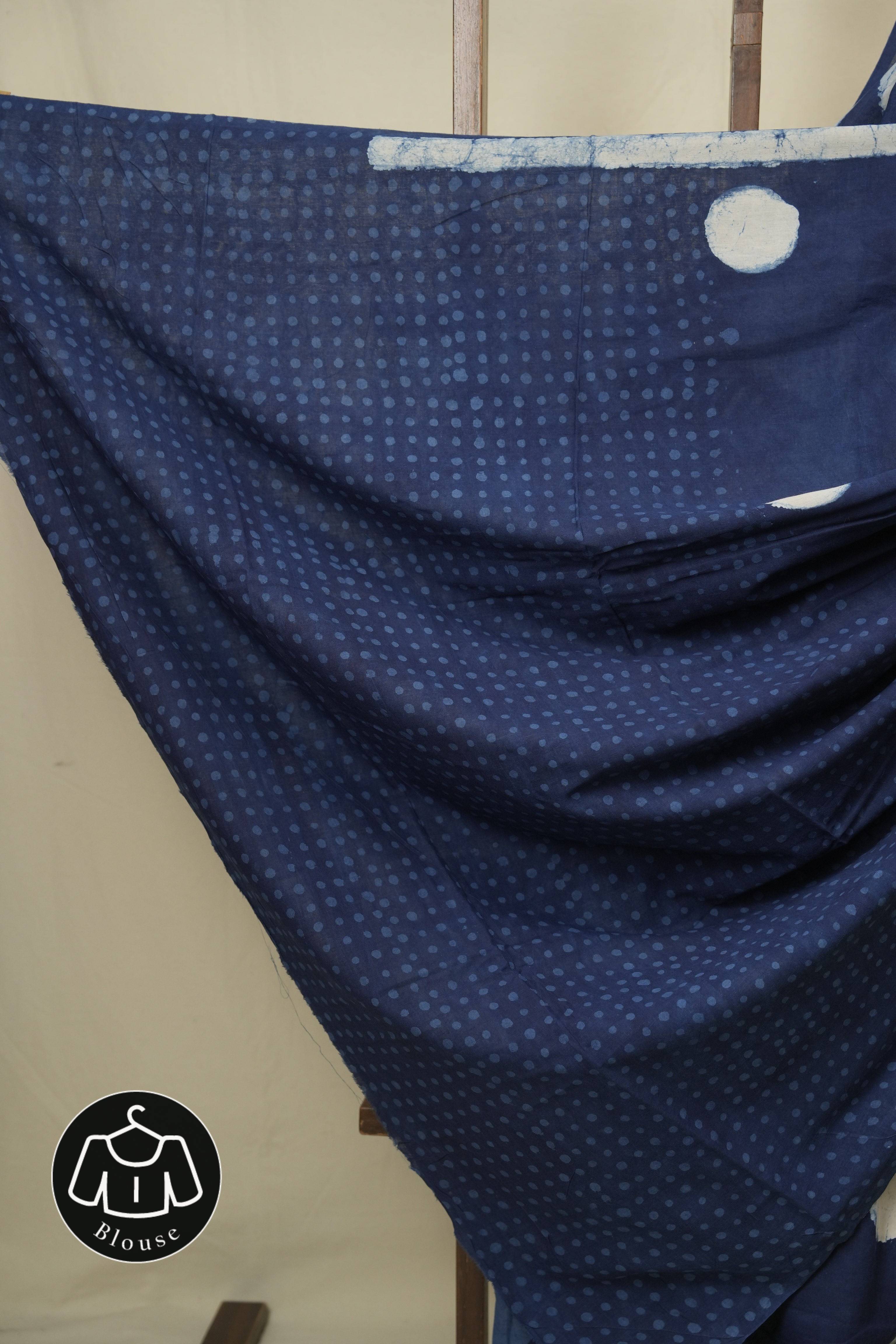 Indigo HBP Cotton Saree - SRICS3449