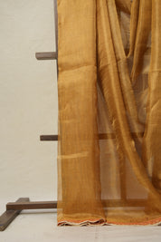 Orange - Gold Tissue Tussar Silk Saree With Lace - SROGTTSSWL09