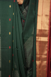 Dark Green Maheshwari Saree - SRDGMS921