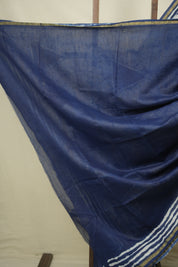 Indigo HBP Cotton Silk Saree With Chanderi Border - SRICSS1772