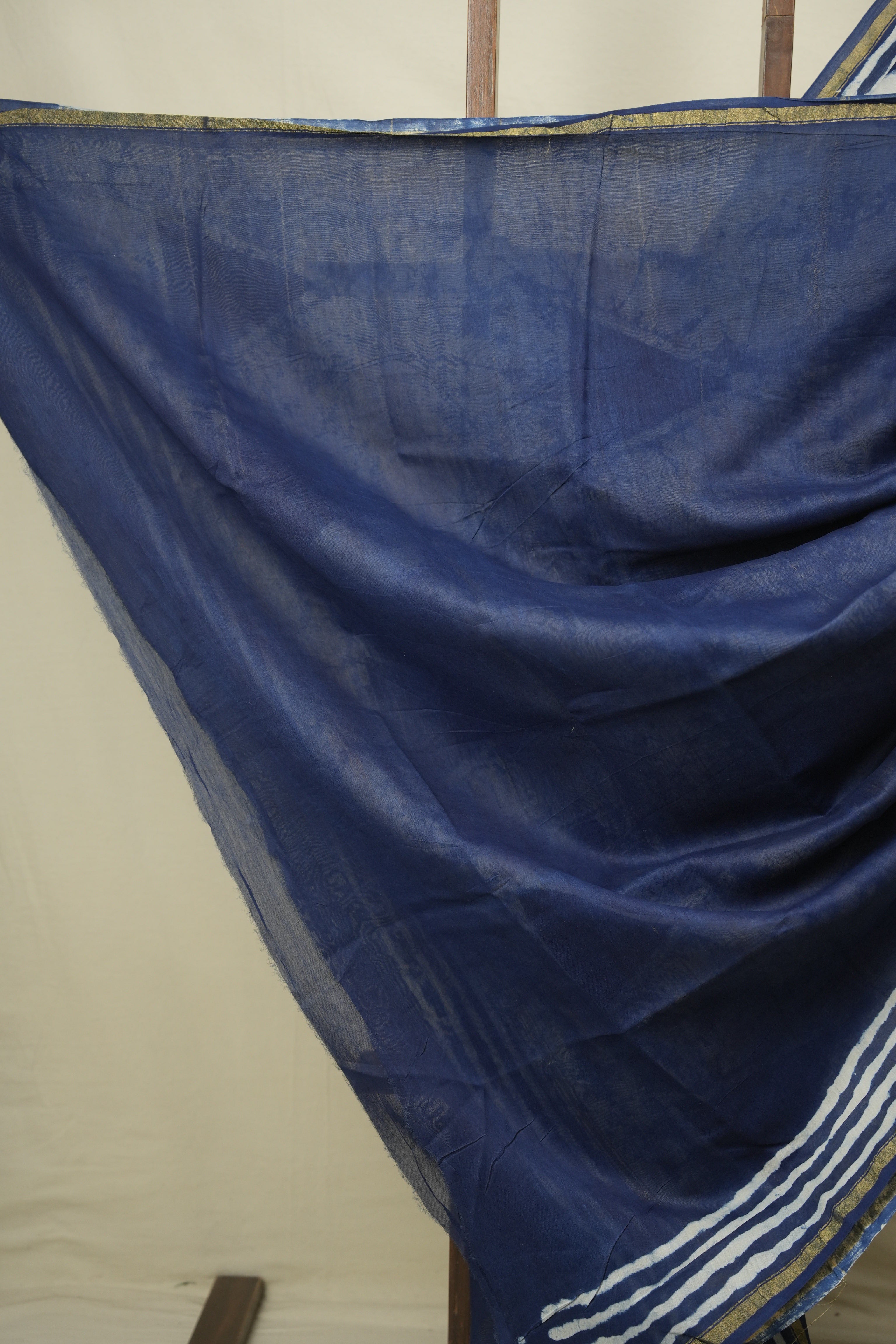Indigo HBP Cotton Silk Saree With Chanderi Border - SRICSS1772
