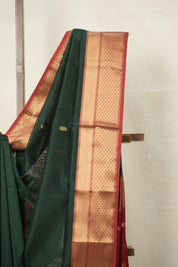 Dark Green Maheshwari Saree - SRDGMS921