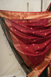 Dark Green Maheshwari Saree - SRDGMS921