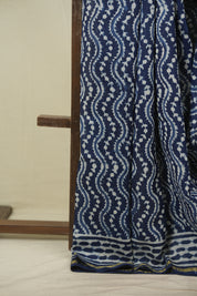 Indigo HBP Cotton Silk Saree With Chanderi Border - SRICSS1777