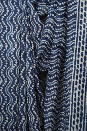 Indigo HBP Cotton Silk Saree With Chanderi Border - SRICSS1777
