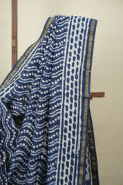 Indigo HBP Cotton Silk Saree With Chanderi Border - SRICSS1777